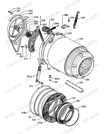 Взрыв-схема стиральной машины Zanussi FJ1206I - Схема узла Tub and drum